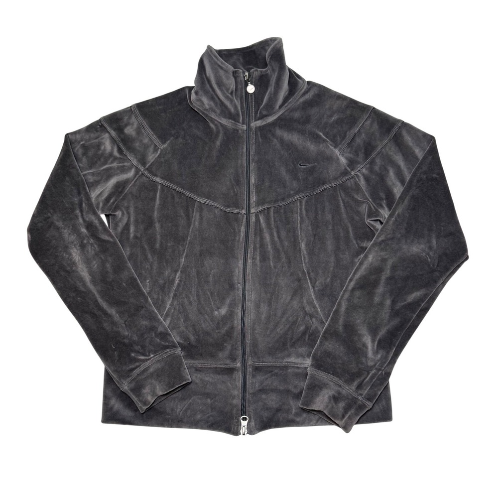 Vintage Y2K 90s Nike Track Jacket Velour Women's Size Medium Sporty Streetwear